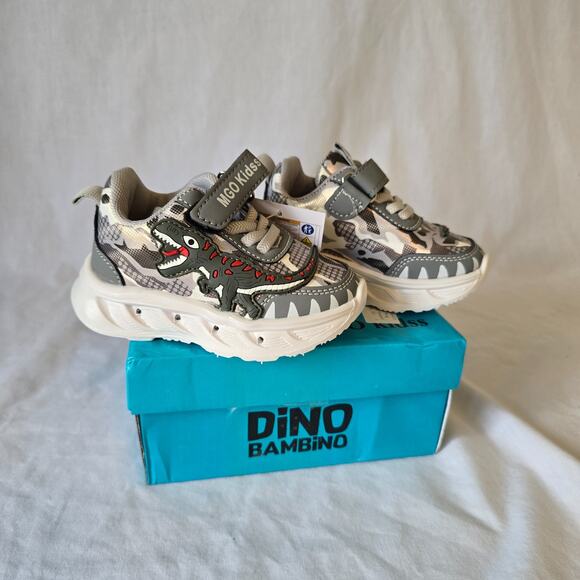 MGO Kidss Dino Bambino Shoes Toddler 6 (22) Gray White Light Up XP-1168156 NIB - Picture 1 of 13